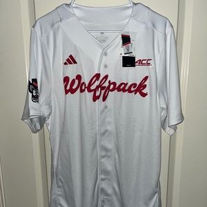 Adidas NC State Wolfpack White Baseball Jersey HT1010 Men’s Medium NWT